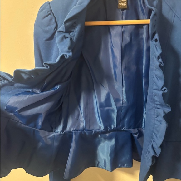 INC International Concepts Women's Blue Ruffled Blazer - Picture 5 of 6